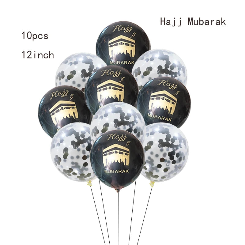 Black Gold Hajj Mubarak Star Moon Letter Foil Balloon Set Eid Mubarak Islamic Muslim Pilgrimage Festival Party Decor Supplies