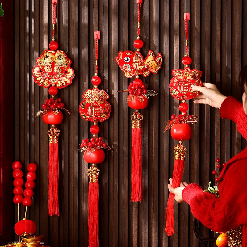 Chinese New Year 2025 Decorations Chinese Spring Festival Hanging Pendant Door Wall Ornament Traditional Chinese Room Decoration