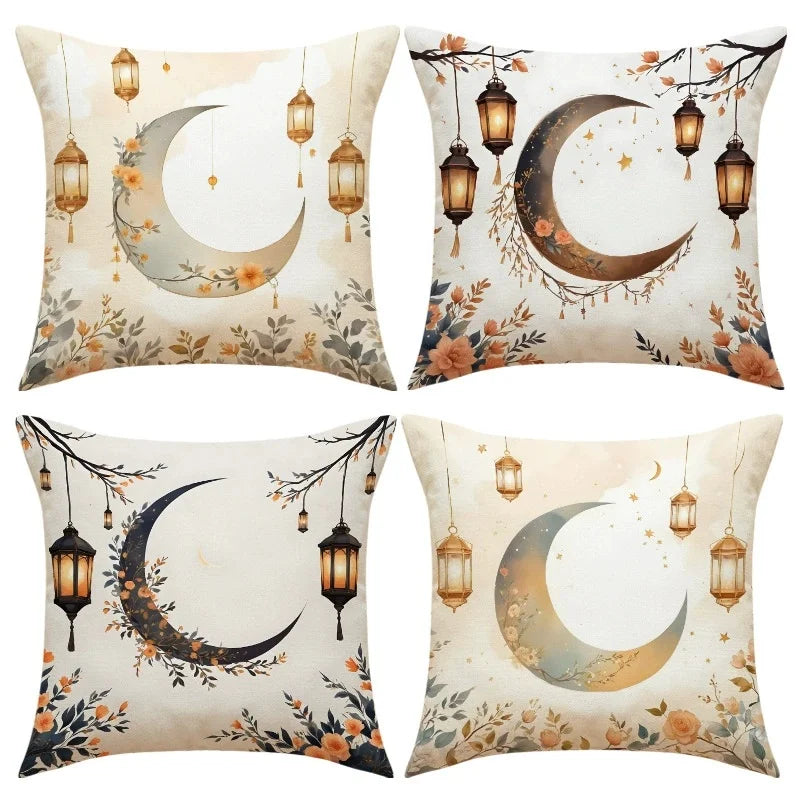 EID Mubarak Decor Cushion Cover Ramadan Decor for Home 2026 Islamic Muslim Ramadan Kareem EID Al Adha Gift Sofa Pillowcase 4Pcs