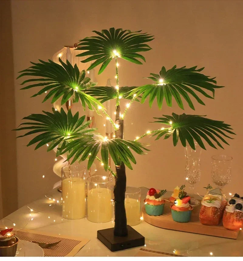 55CM Creative LED Table Lamp Palm Tree USB Artificial Plant Decor Desk Lights Home Bedroom Bedsides Night Lamp Decoration Lamp