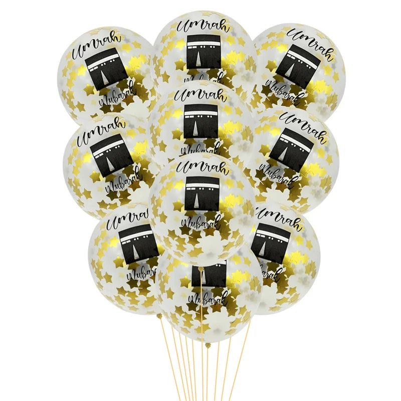 Gold Umrah Mubarak Star Confetti Balloons Ramadan Kareem Decoration Eid Mubarak Muslim Islamic Party Home Eid al-fitr Supplies