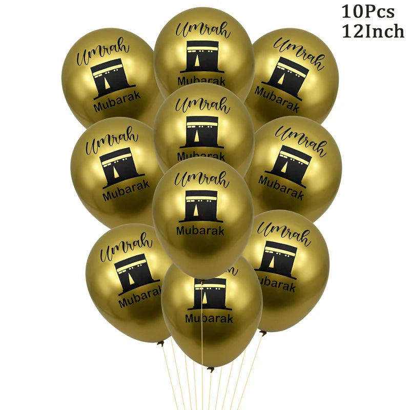 Black Gold Umrah Mubarak Latex Balloons Ramadan Kareem Decoration EID Mubarak Muslim Islamic Festival Party Home Ramadan Supplie
