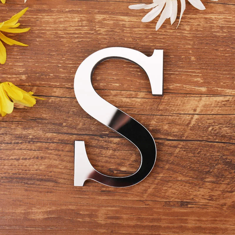 Acrylic Mirror 3D Alphabet  House Number Wall Sticker English Alphabet Sticker Decoration Wedding love letters Decorative