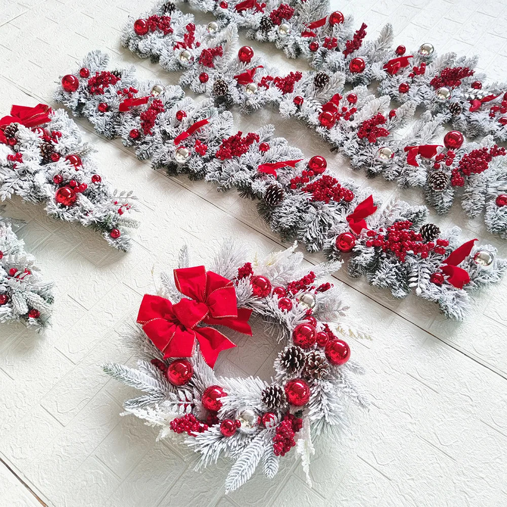 2024 front door Christmas wreath decoration upside down tree vine Christmas door and window decoration supplies