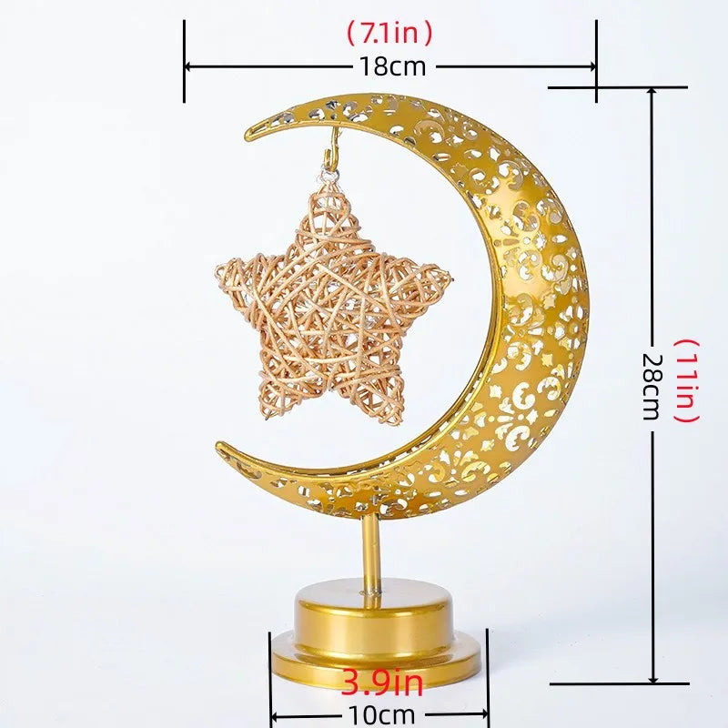 Ramadan Moon Led Light 2026 Eid Mubarak Decoration Metal Lamp for Home Room Ramadan Kareem Islamic Muslim Eid Al Adha Party Gift