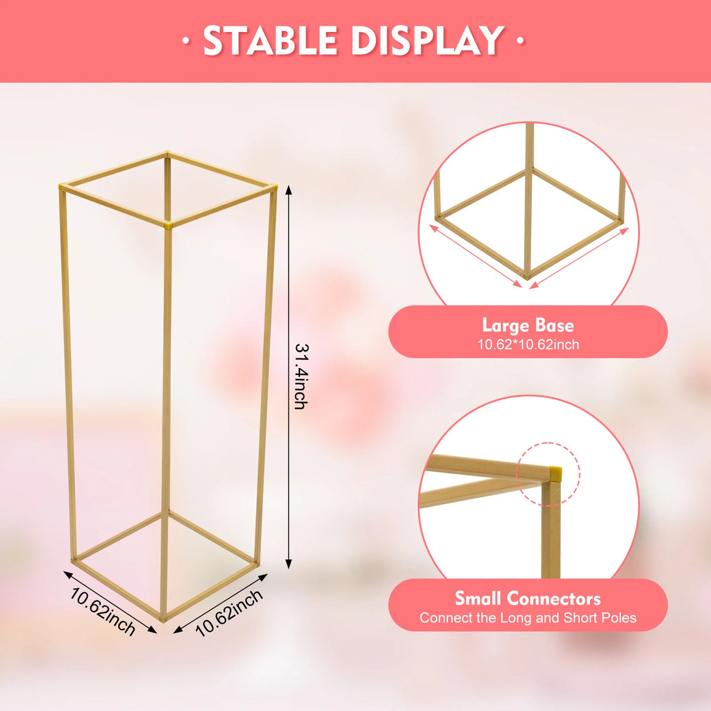 10PCs Metal Flower Stand 23.6Inch 23" Gold Flower Stand  for Floral Arrangement, Geometric Flower Vase Stand for Party, Events