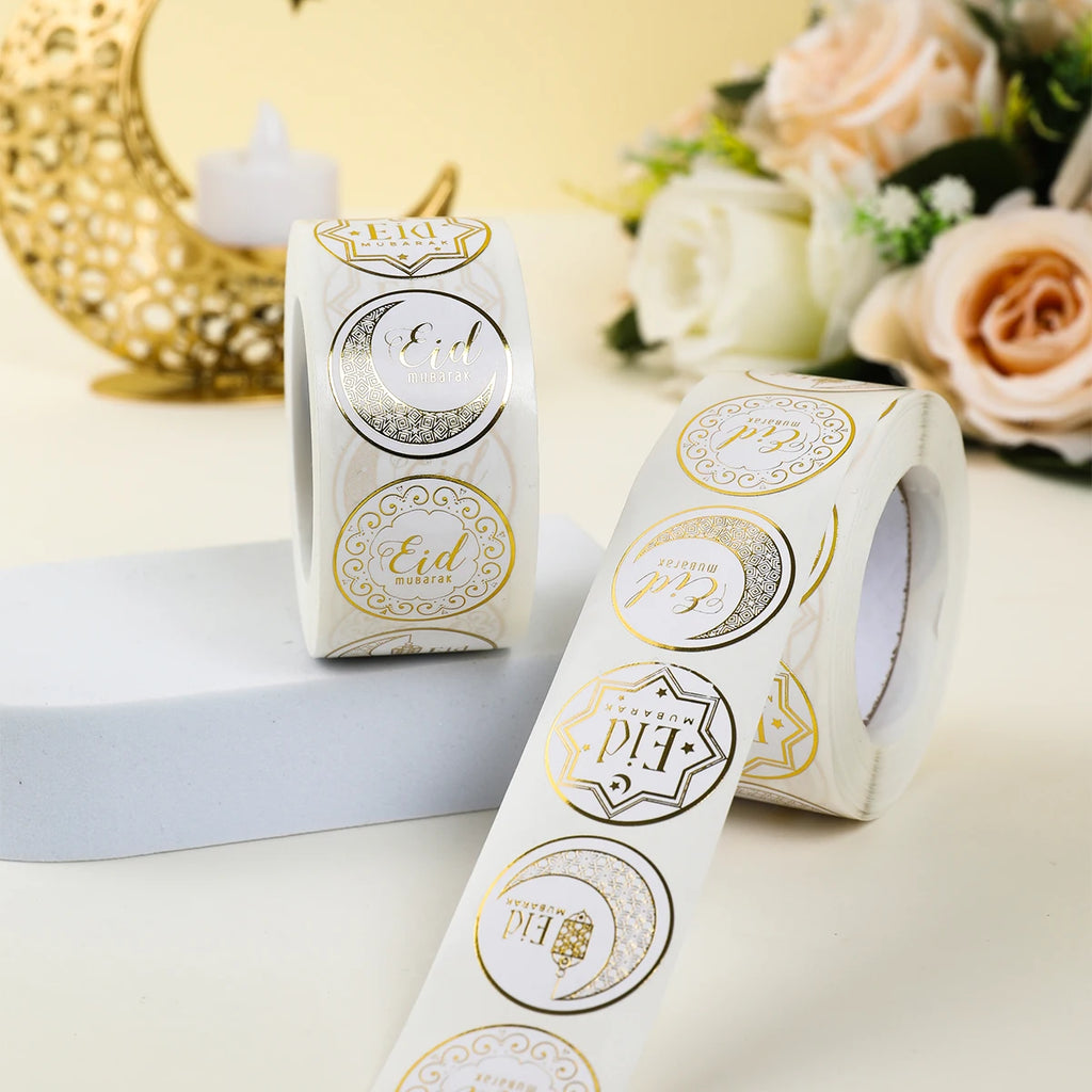 EID Mubarak Stickers Ramadan Decoration 2025 For Favor Gifts Label Ramadan Kareem Islamic Muslim Party Eid Al Adha Gifts