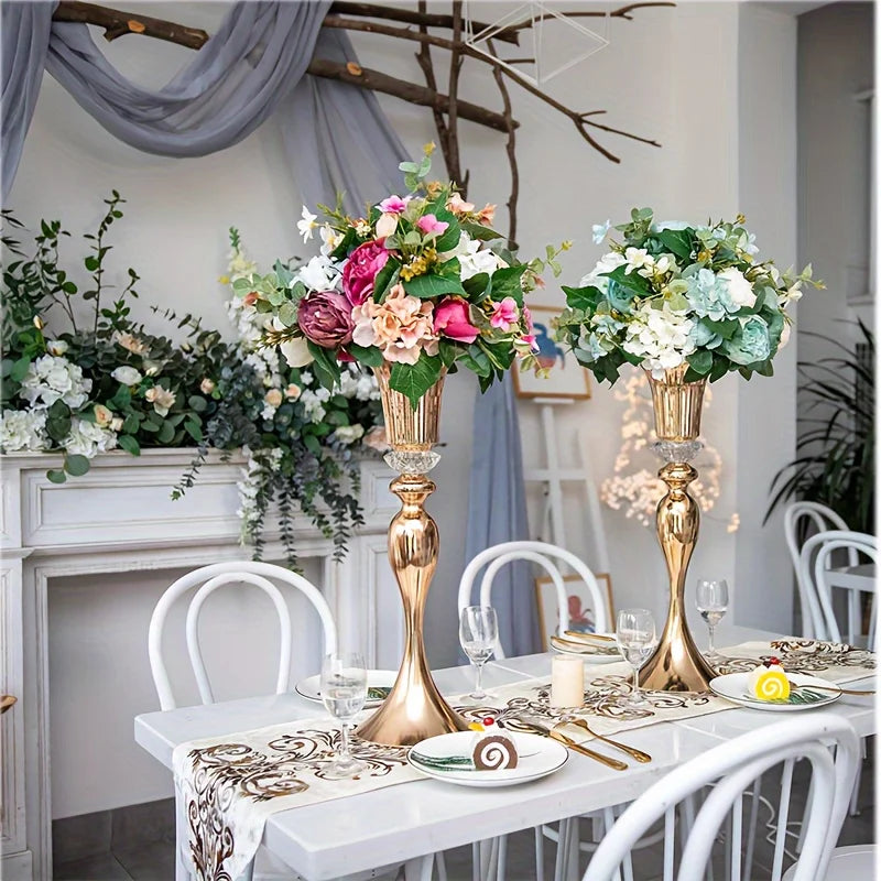 Set of 2/10 Crystal Flower Stands, 22 Tall Vases, Metal Centerpiece Vases for Table Decoration, Christmas, Party Decoration