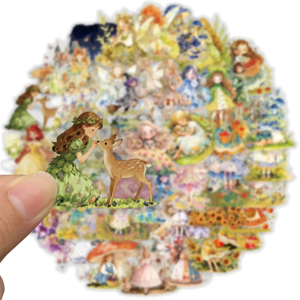 50Pcs Fairytale Princess Stickers Castle Decals Fantasy Pink Vinyl Art Set For Adults Journal Stationery Notebook Laptop Decor
