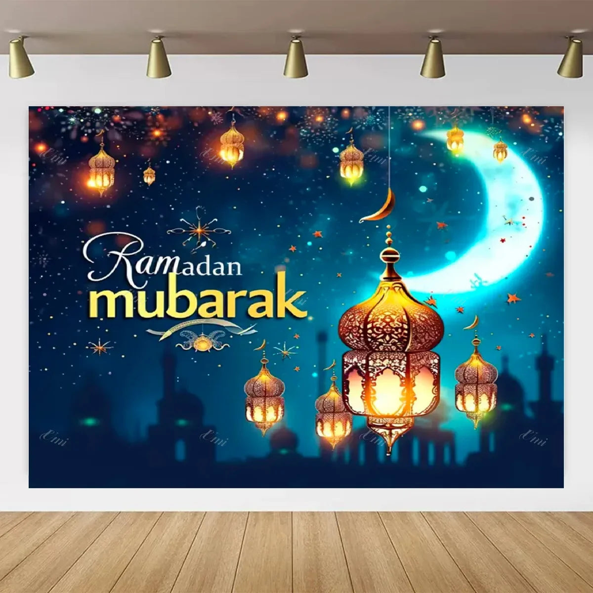 Eid Mubarak Backdrop for Photography EID Al Adha Muslim Ramadan Kareem Moon Lantern Islamic Eid al-Fitr Photo Background Props