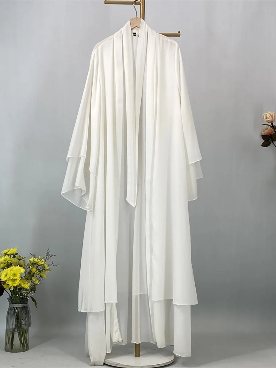2025 Ramadan Kebaya Chiffon Open Abaya – Modest Women Muslim Kaftan Dress