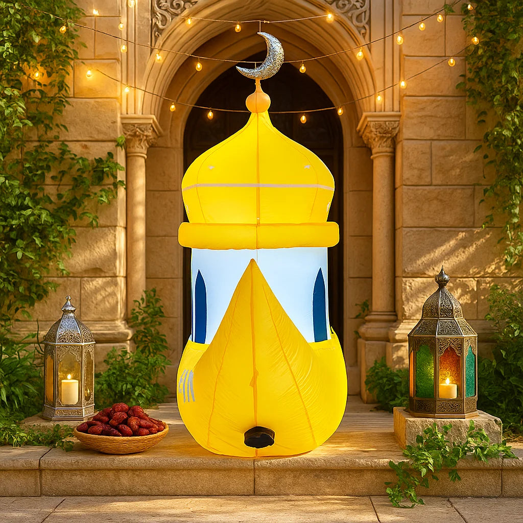 Ramadan Eid Mubarak Inflatable Decorations with LED Lights Muslim Islamic Holiday DIY Party Supplies  Outdoor Yard Ornament