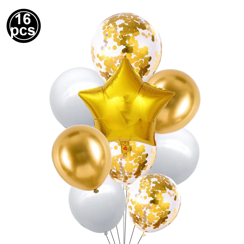 12inch Eid Mubarak Party Decorations Happy Eid al-Fitr Latex Balloons Gold Purple Black Moon Castle Print Confetti Balloons