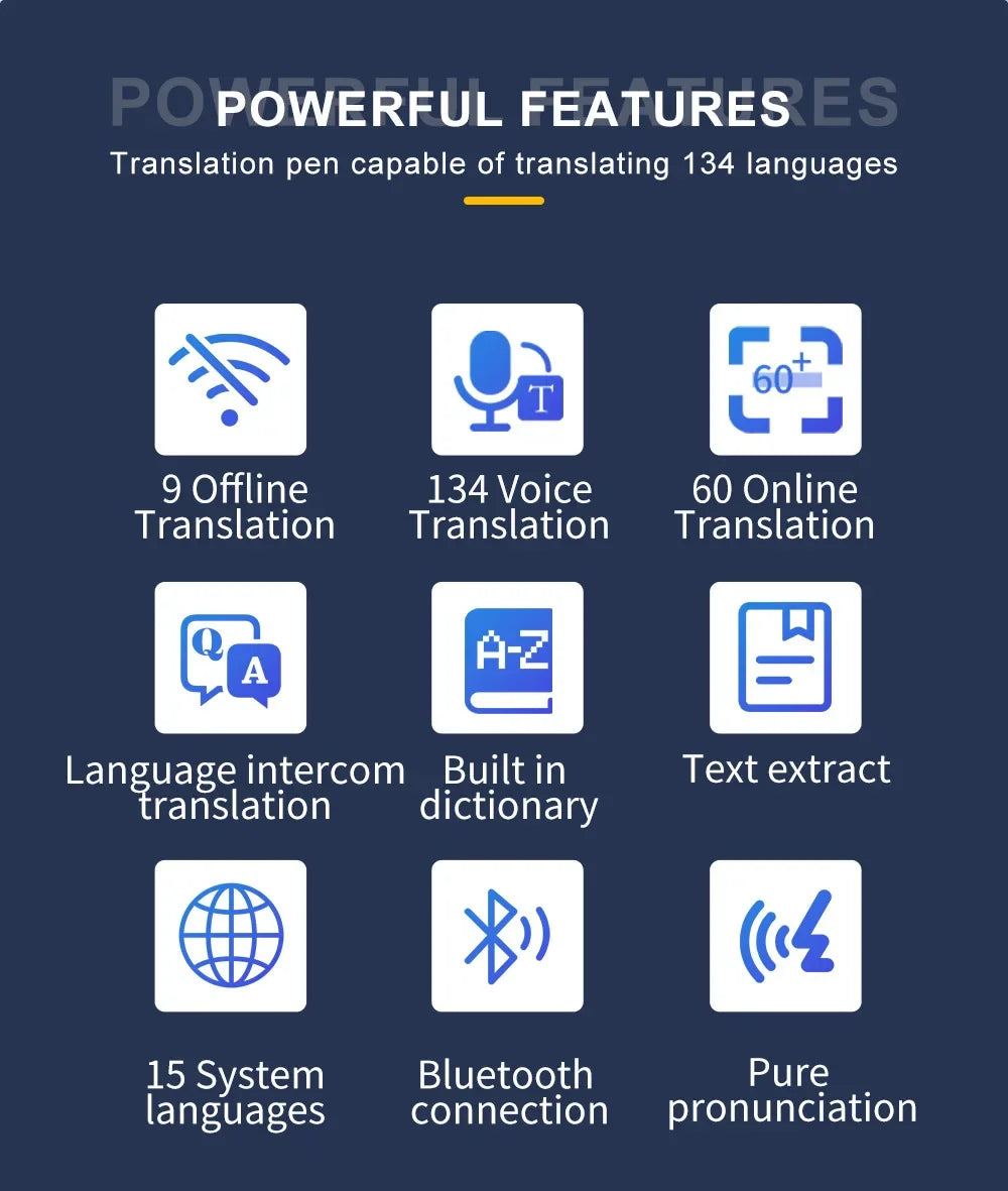 MD22 Voice Translator Pen Offline Scan Reading 134 Language Translation