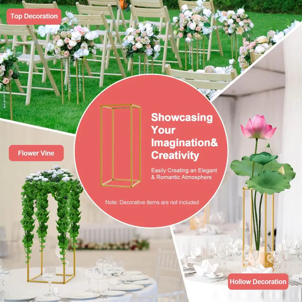 10PCs Metal Flower Stand 23.6Inch 23" Gold Flower Stand  for Floral Arrangement, Geometric Flower Vase Stand for Party, Events