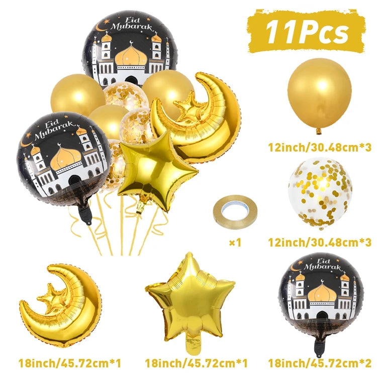 Eid Mubarak Balloons Ramadan Decor for Home Eid Mubarak Letters Balloon Ramadan Kareem Islamic Muslim Party Eid Al Adha Gifts