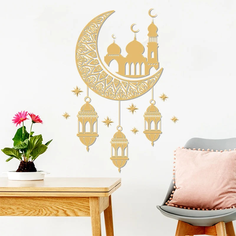 Eid Mubarak Window Stickers Ramadan Decoration 2024 Islamic Muslim Party Decor Ramadan Kareem Wall Stickers EID Al Adha Gifts