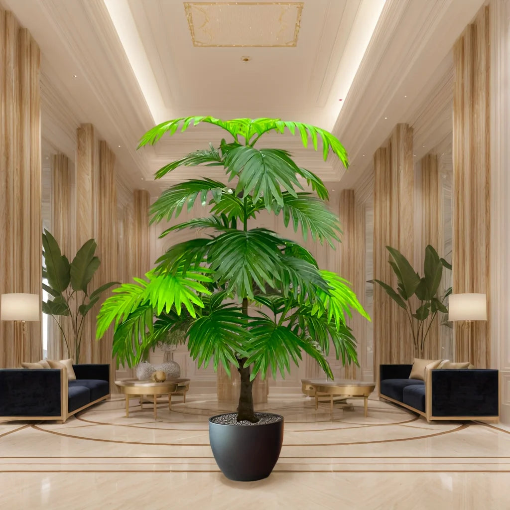 1Pcs 33 Leaves 100cm/39.37inch Realistic Artificial Palm Tree with UV Resistance for Home, Office, Indoor and Garden Decoration