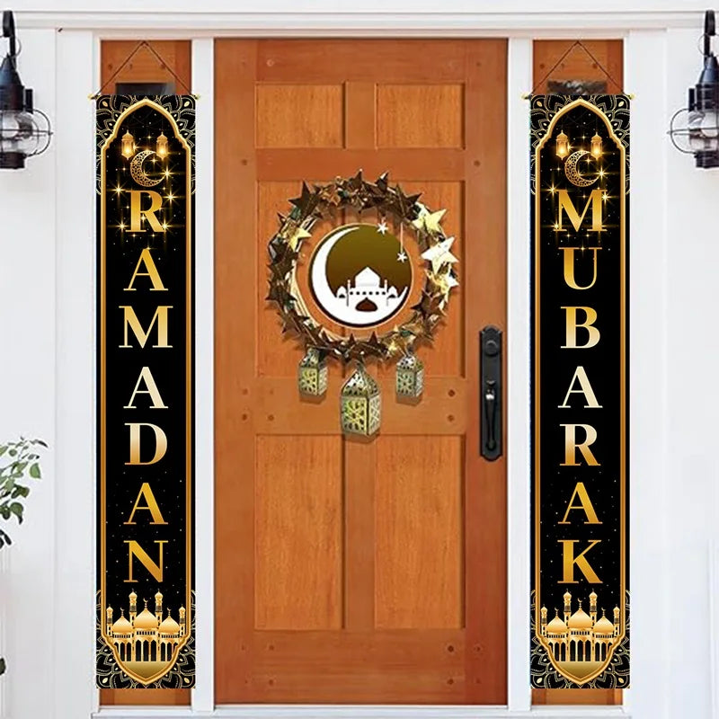 Eid Mubarak Door Banner Ramadan Decoration 2025 for Home Mubarak Ramadan Kareem Islamic Muslim Party Decor Eid Al Adha Gifts
