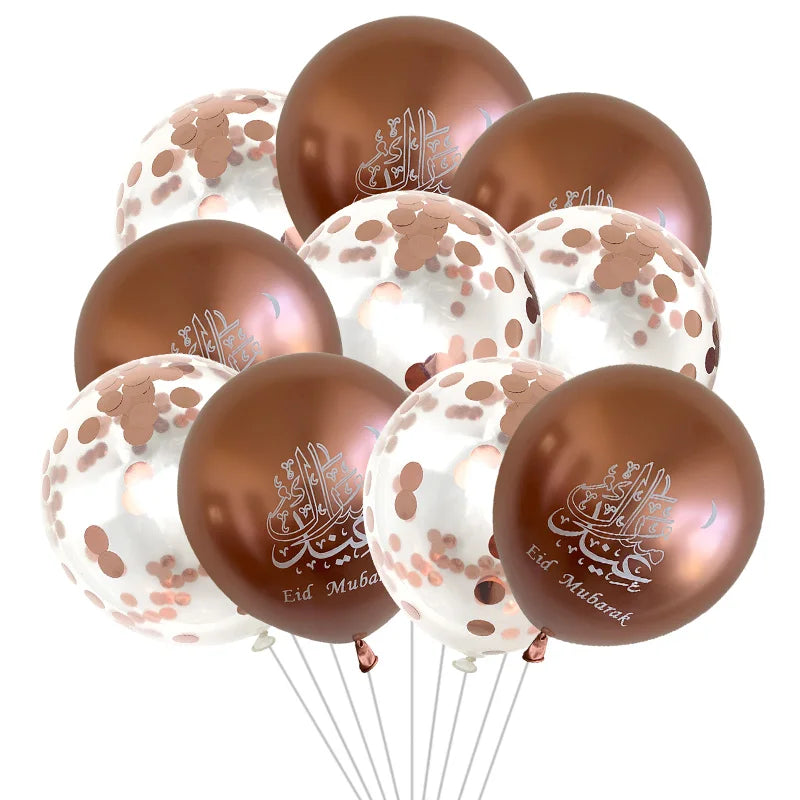 10pcs Eid al Adha Mubarak Balloons Decoration 2024 Gurban Festival Muslim Sheep Hajj Mubarak Decor Banner Star Moon Balloon