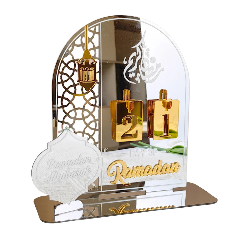 Acrylic Ramadan Advent Calendar Gift for Kids Ramadan Decorations Eid Mubarak Countdown Calendar for Home Decor