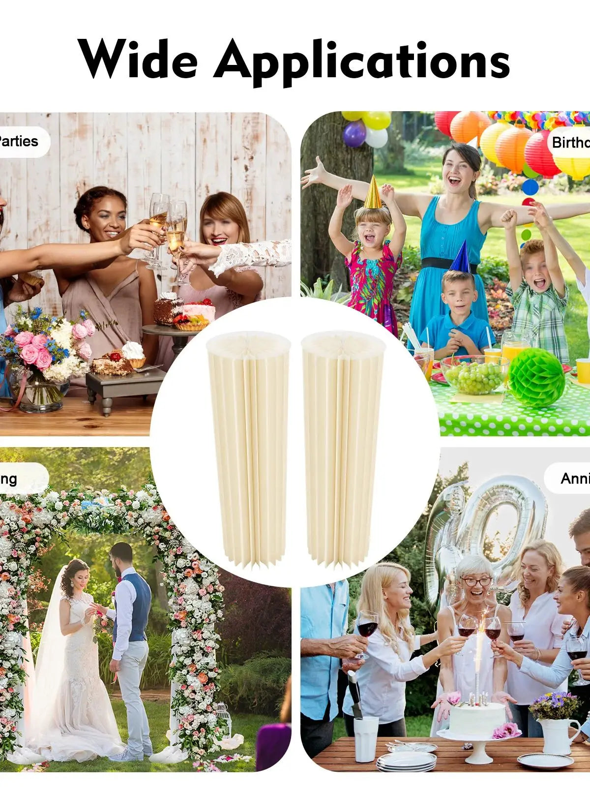 2pcs Foldable Cardboard Flower Stands 100cm Wedding Centerpieces Display Dessert Table Milky White Cardboard, Acrylic For Party