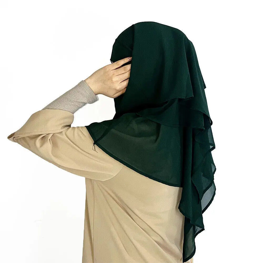 Chiffon Full Cover Scarf Niqab Women Muslim Summer Amira Hijab Islamic Khimar Arab Eid Ramadan Turban Islamic Solid Color