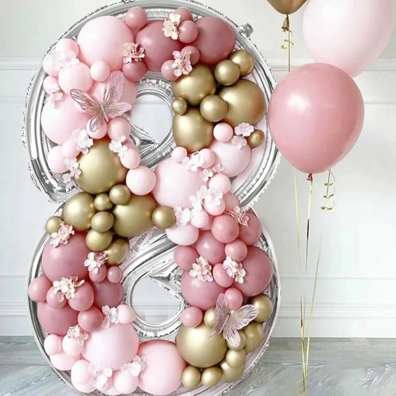 65inch Large Foil Number Balloon DIY Filling Frame 1st 18th Birthday Decoration Balloons Filling Box Wedding Anniversary Decor