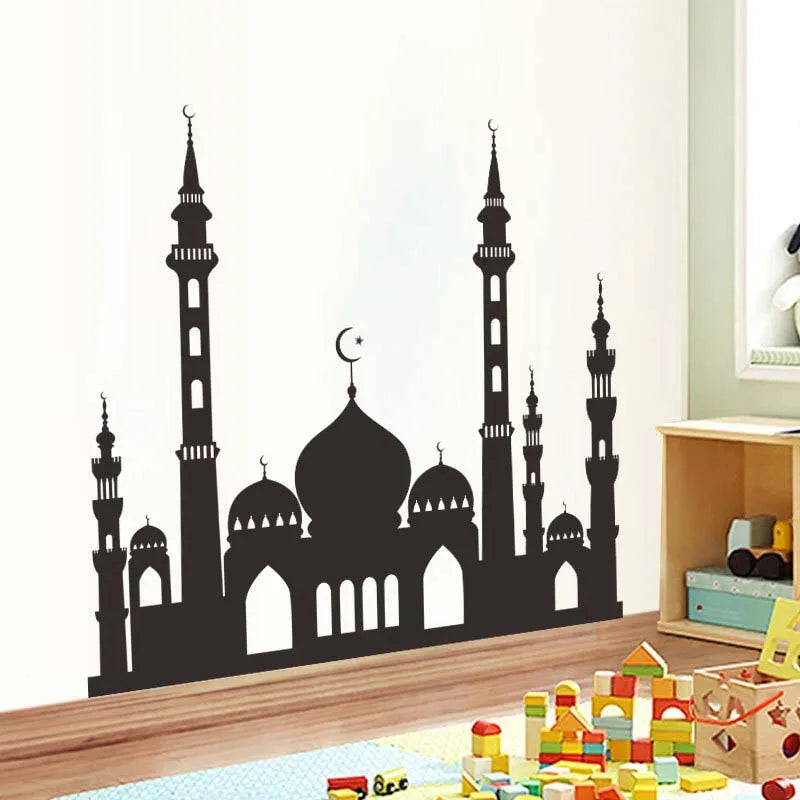 Ramadan Kareem Wall Stickers Moon Star Lantern Wall Decal 2024 Eid Mubarak Decorations for Home Muslim Islamic Party Decorations
