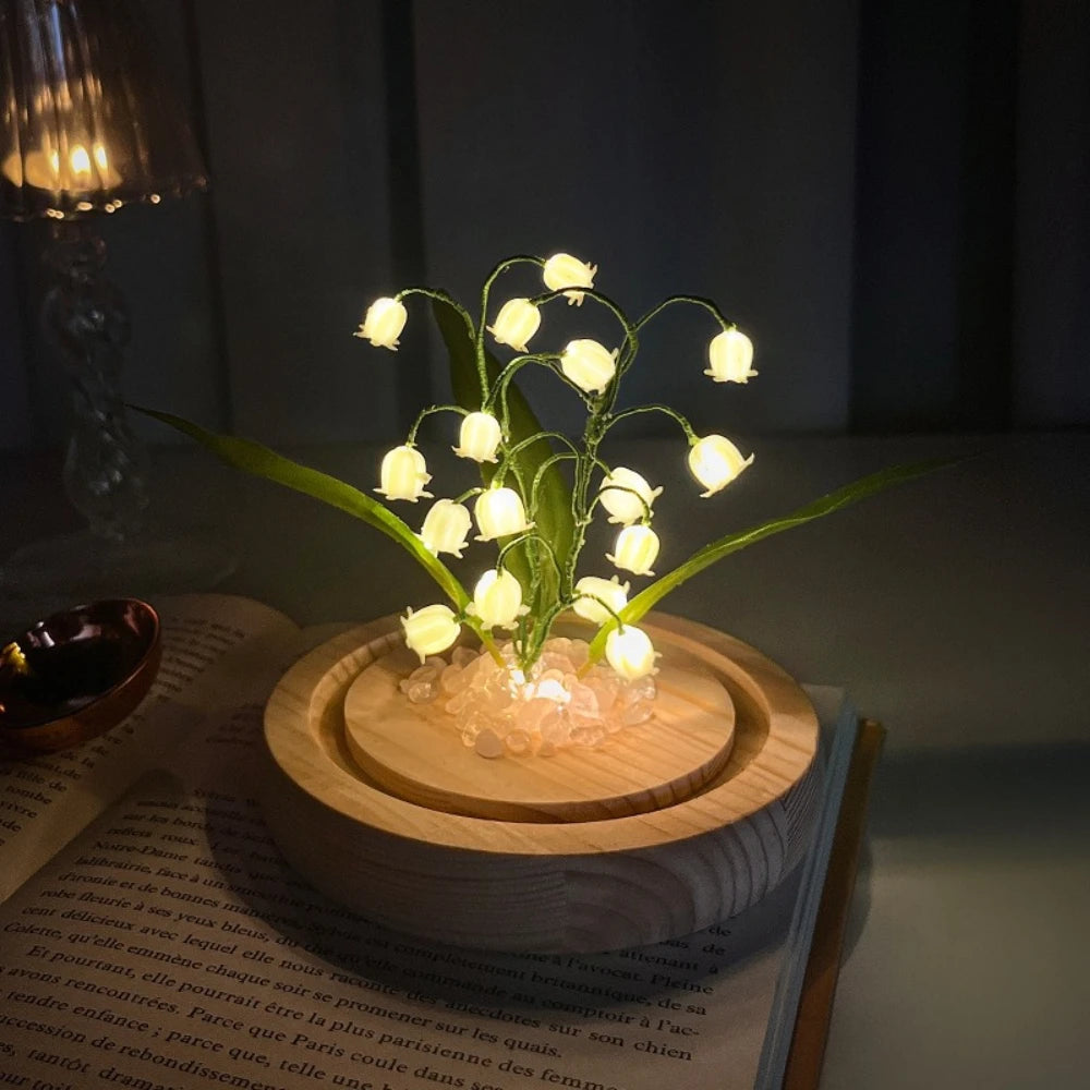 Exquisite Elegant Bell Flower Night Light Decoration, DIY Handcrafted Material Package, Glass Garden-style Bedroom Item,gifts