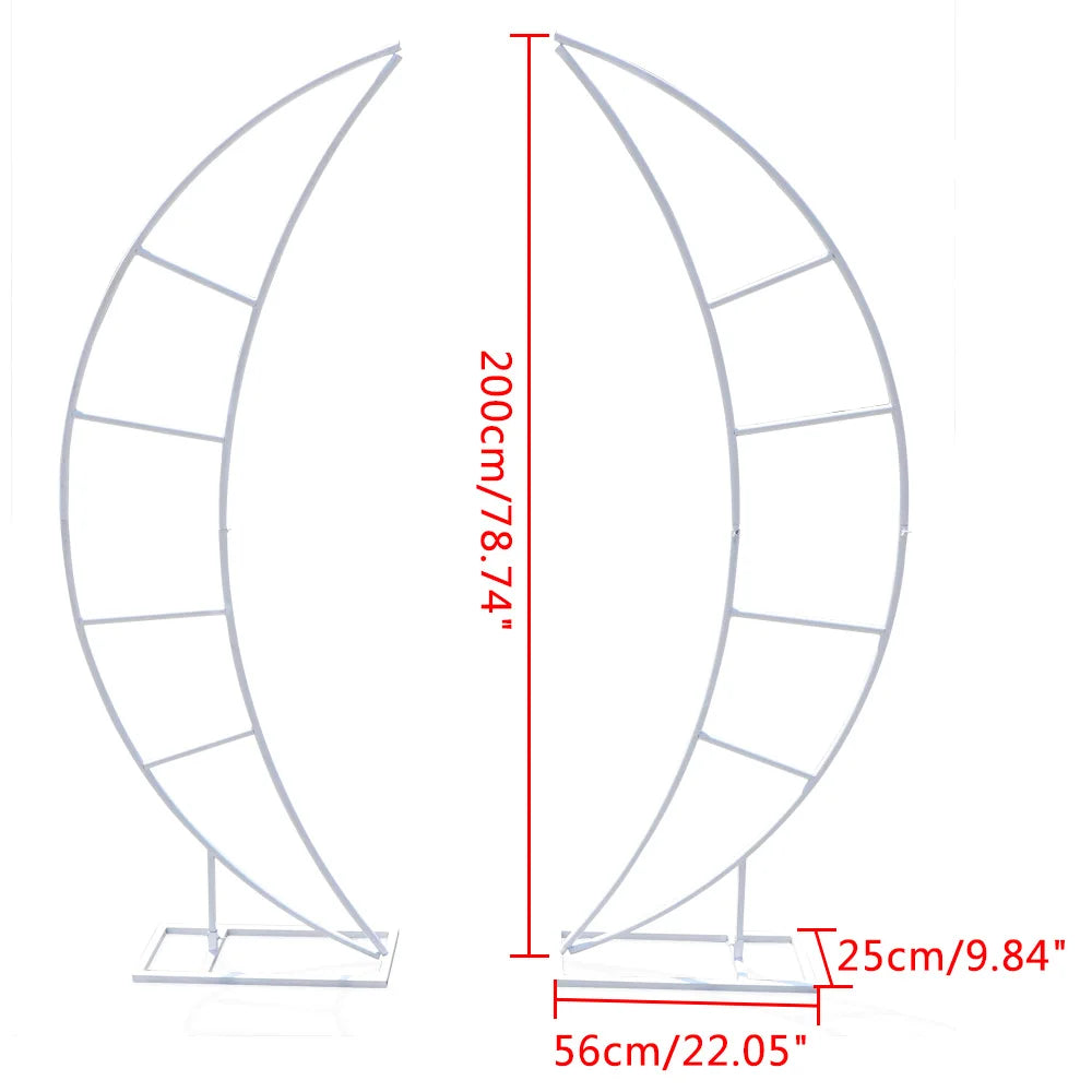 79" White Metal Crescent Moon Wedding Arch 2PCS DLY Decor Framework Iron For Wedding Party Stand