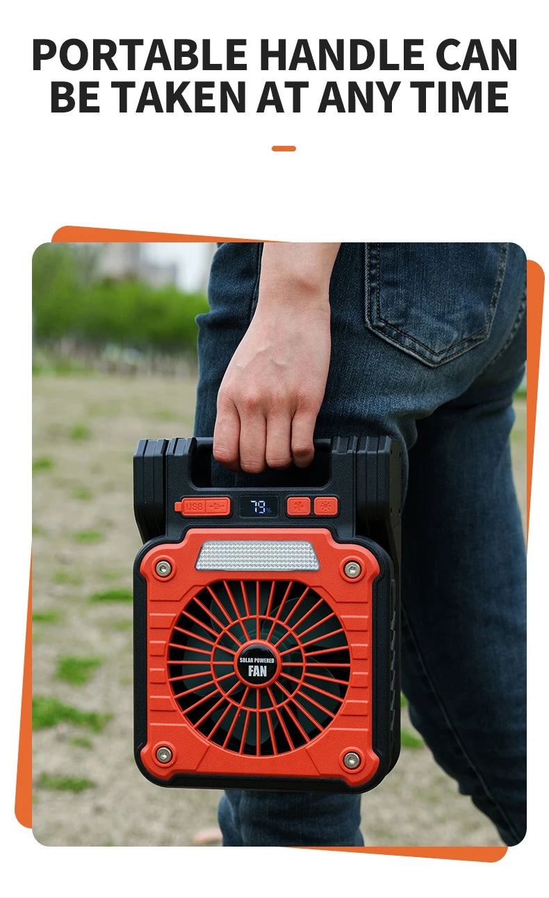 Outdoor Solar Fan Light 8 Hours Battery Foldable Tent Lantern Portable Multifunctional Camping Light Cross Border New