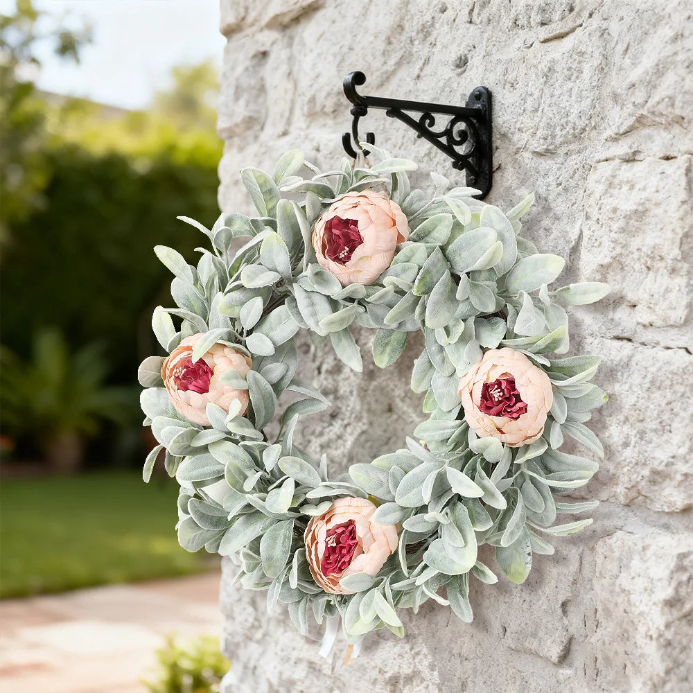 YeeNanee Vibrant Wild Flowers Spring Wreaths for Front Door Artificial Daisy Tulip Lambs Ear Summer Wreath Home Wall Decoration