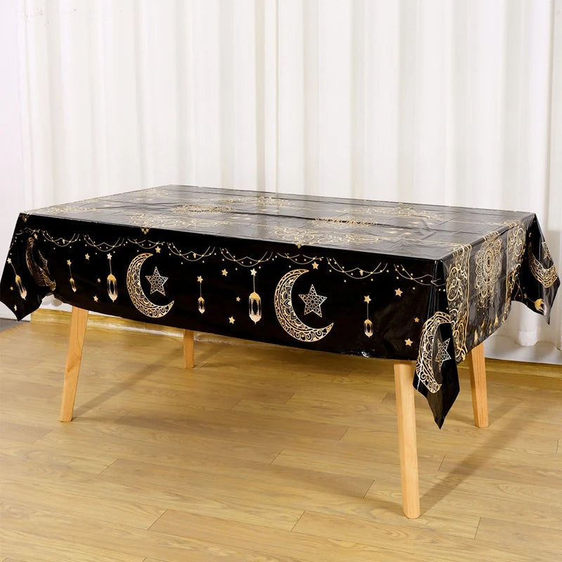 Eid Mubarak Tablecloths Ramadan Decoration for Home 2026 Islamic Muslim Party Decor Ramadan Tableware Supplies Eid Al Adha Gift