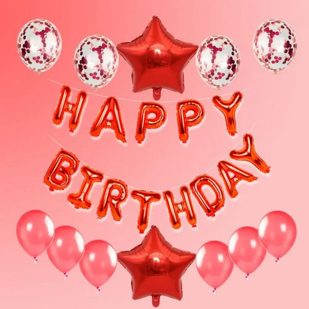 25pcs/set Happy Birthday Balloons Set Foil Letter Balloon Garland Bunting Banners Kids Birthday Party Babay Shower Decoration