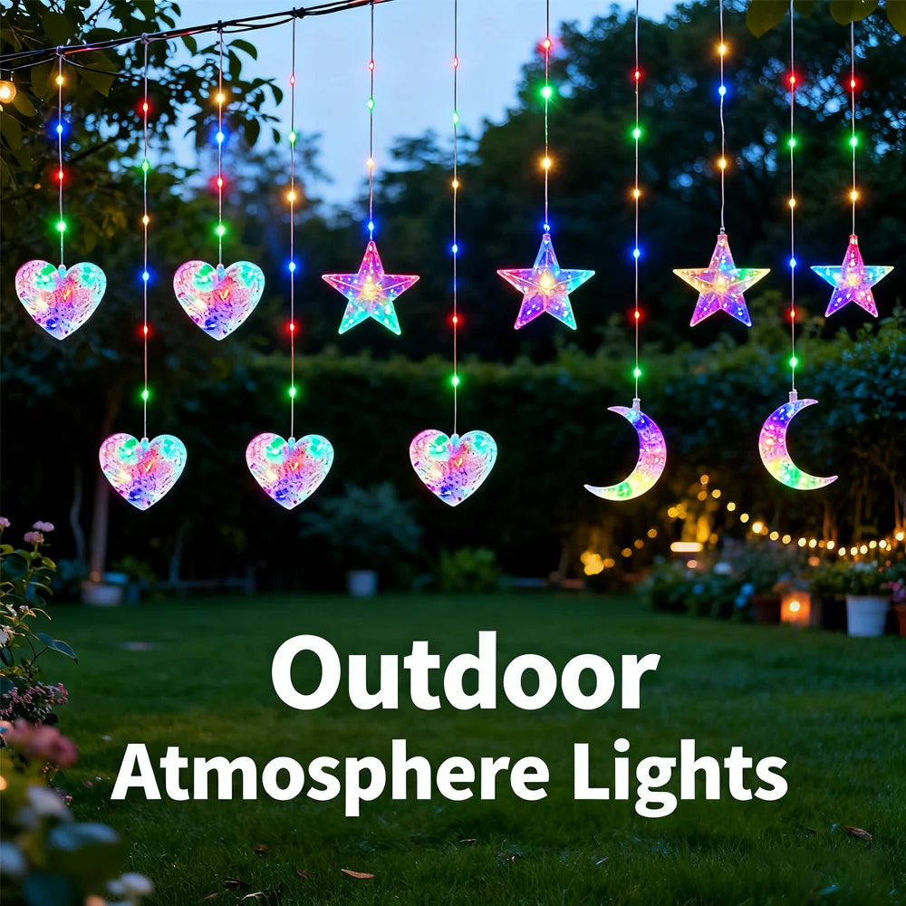LED Moon, Star & Heart String Lights – Holiday Party & Room Decoration