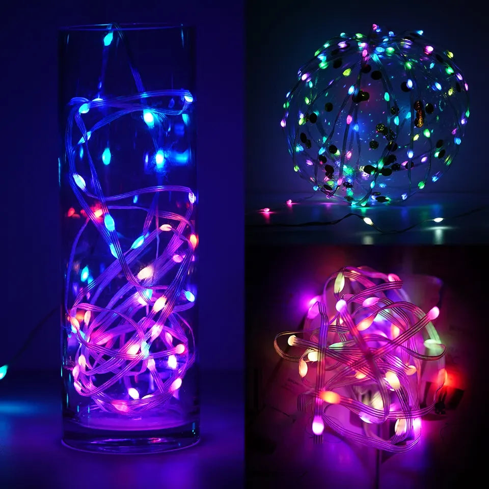 20AWG(0.2sqm2) 3Pin DC12V 1000/3000ct 50mm/100mm/150mm/200mm Pitch WS2811 RGBIC LED Pebble Seed Pixel String Light IP67 Clear Wi