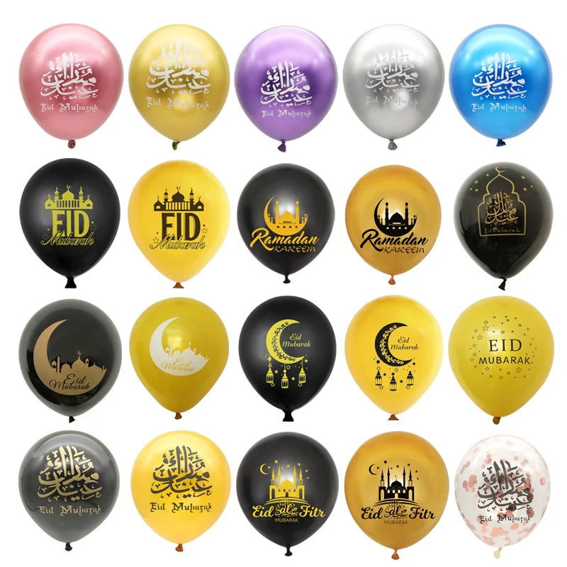10Pcs Eid Umrah Mubarak Latex Balloon Ramadan Kareem Festival Muslim Islamic Ramadan Party Eid Al-Firt Home Decoration Supplies