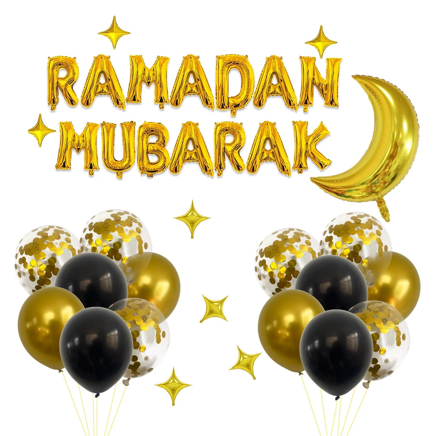 1set Ramadan Decorations 2026 Moon Star Balloon Muslim Festival Home Diy Decor Eid Mubarak Ramadan Kareem Hajj Party Supplies