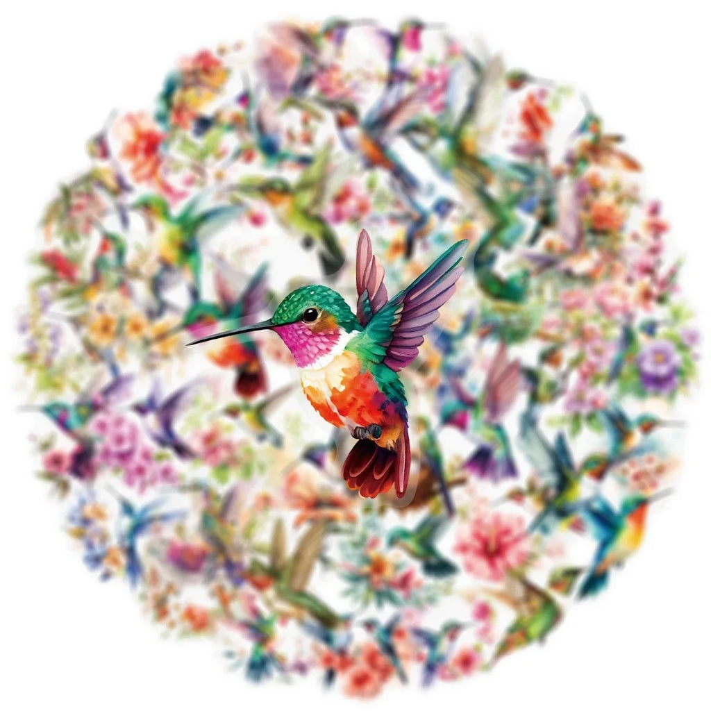50/100PCS Cartoon Hummingbird Flower PET Graffiti Stickers Aesthetic Stationery DIY Decoration Scrapbooking Laptop Skateboard