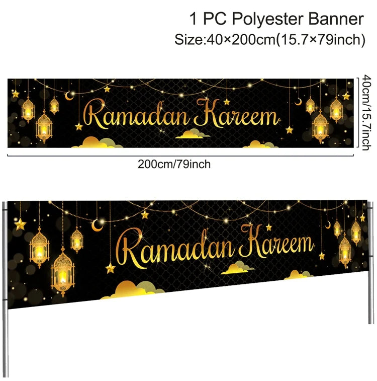 Eid Mubarak Outdoor Banner Flag Ramadan Decoration For Home Islamic Muslim Party Decor EID Gifts Abaya AL Adha Ramadan Kareem