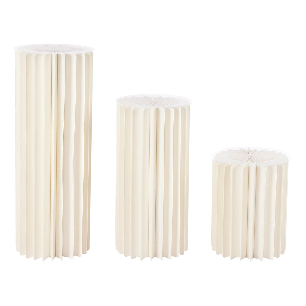 3Pcs Foldable Cardboard Flower Stands Wedding Centerpieces Vase Dessert Table Party Decor Cylinder Display Pedestal (40+60+80cm)