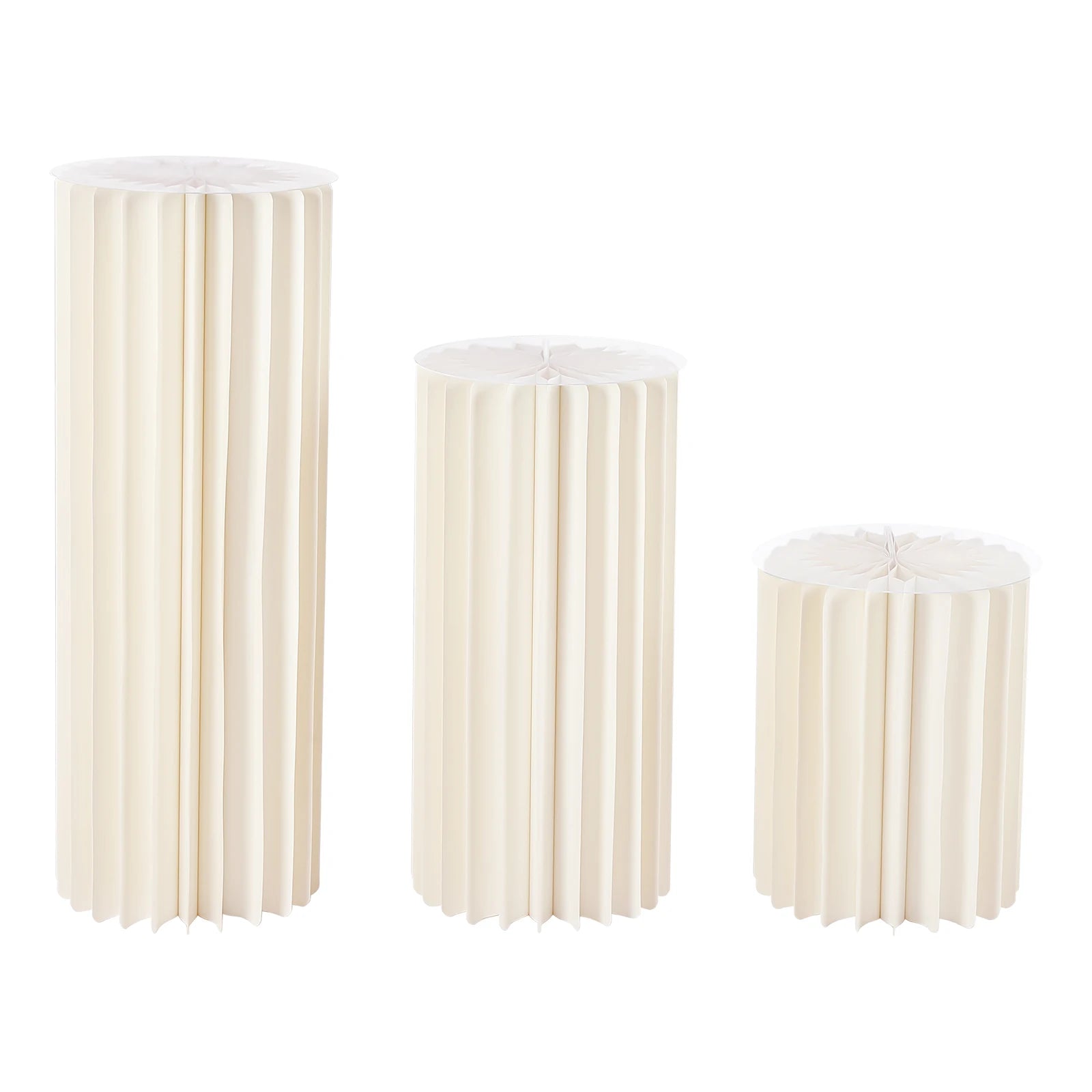 3Pcs Foldable Cardboard Flower Stands Wedding Centerpieces Vase Dessert Table Party Decor Cylinder Display Pedestal (40+60+80cm)