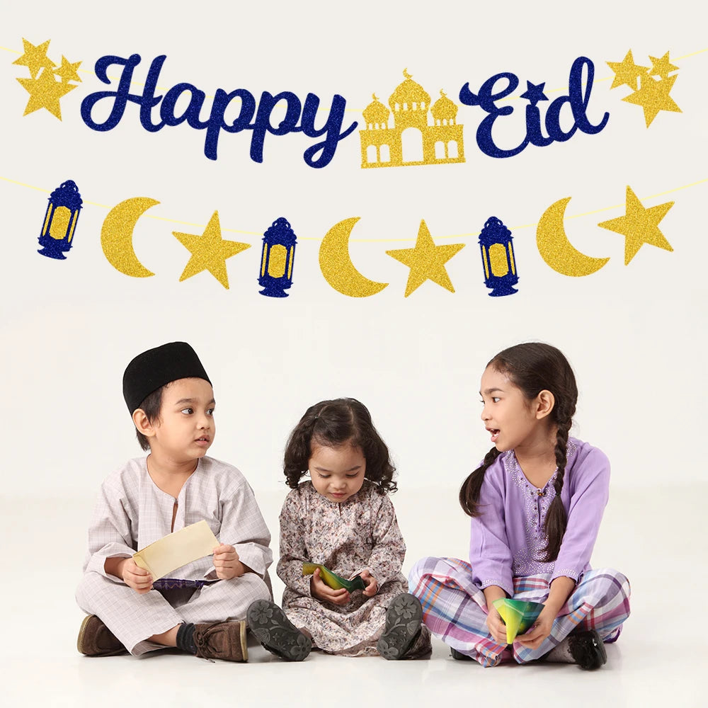 2024 Eid Mubarak Decor Banner Ramadan Mubarak Banner Kareem Ramadan Decoration for Home Islamic Muslim Party Decor Eid Al Adha