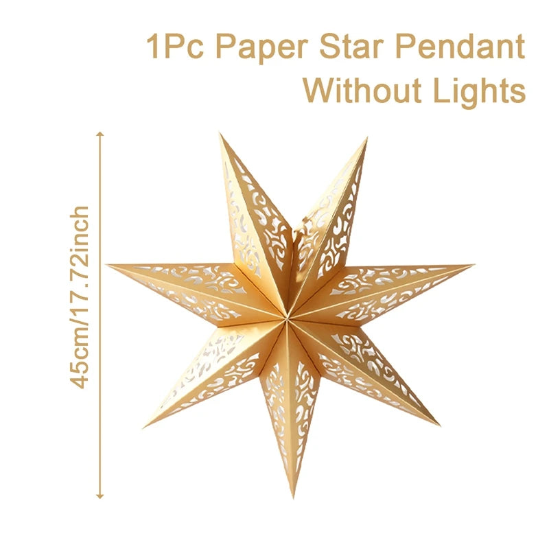 Eid Mubarak Hollow Out Star Hanging Pendant Christmas Ramadan Decor For Home Islam Muslim Party Mubarak Eid Al Adha Kareem