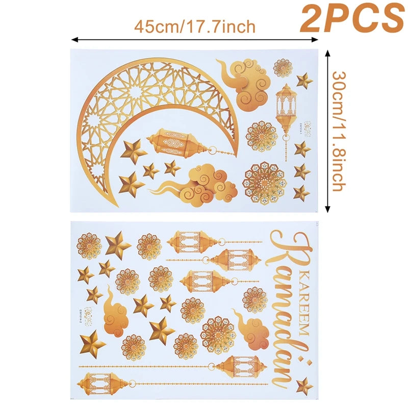 Eid Window Stickers Ramadan Decoration Eid Mubarak Decor for Home 2025 Ramadan Kareem Islam Muslim Party Supplies Eid Al-fitr