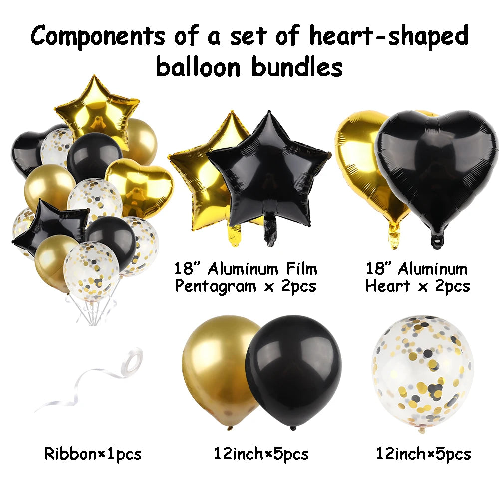 Heart Star Balloon Metallic Balloons 14pcs Gold Red Blue Pink Confetti Baloon Set For Happy Birthday Baby Shower Wedding Globos