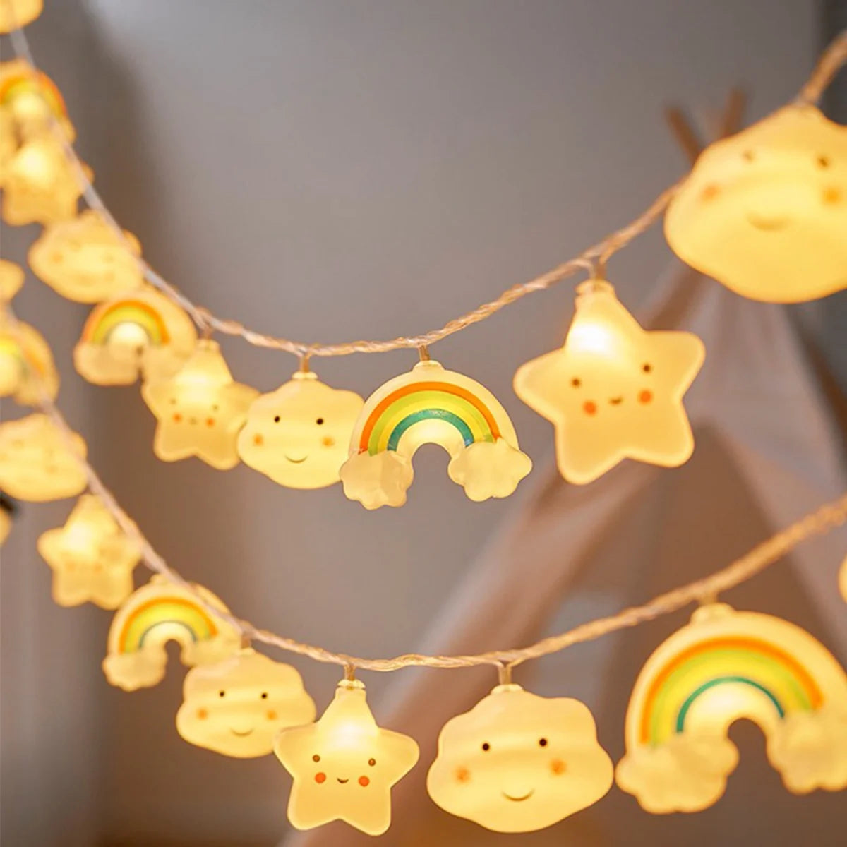 1PACK Rainbow, Star & Cloud String Lights, LED Decorative Fairy Light, Battery Powered Twinkle Lights for Party & Bedroom Decor