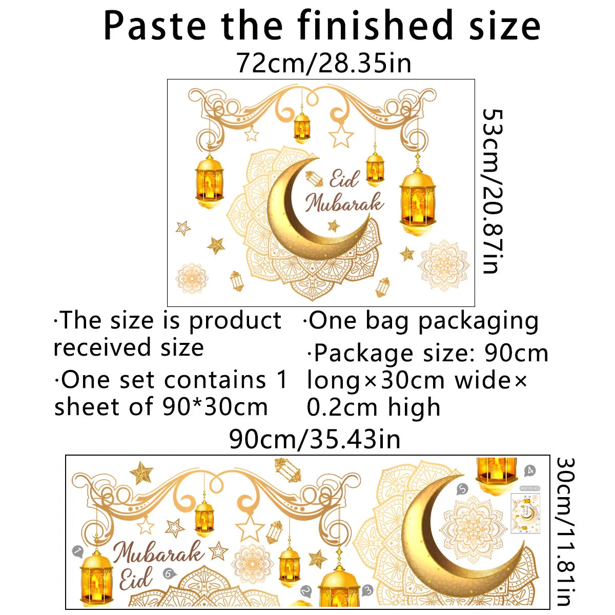 Ramadan Wall Decor Stickers Islamic Muslim Wall Decals Eid Mubarak Ramadan Lantern Moon Star Window Decor For Home Decorations