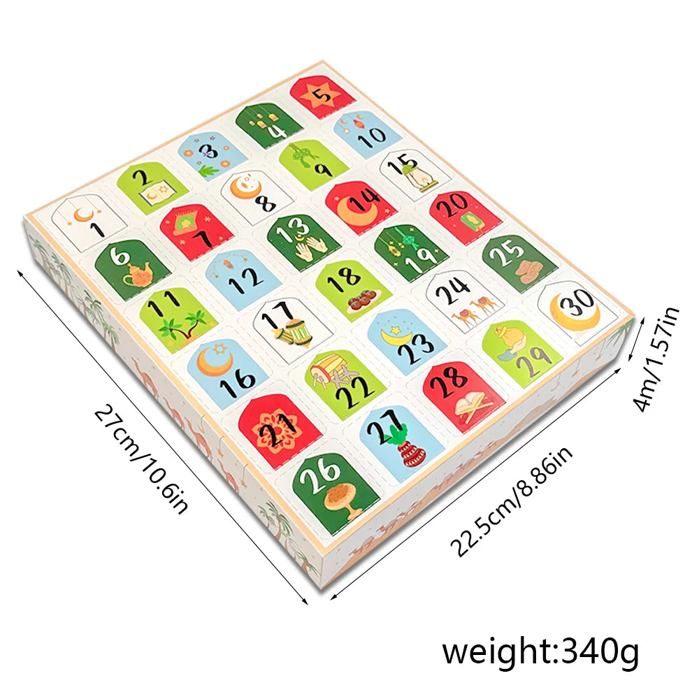 5pcs Ramadan Advent Calendar | 30-Segment Countdown Fun Box with 30 Empty Boxes, Daily Surprise Mechanism,Eid Mubarak Gift Box